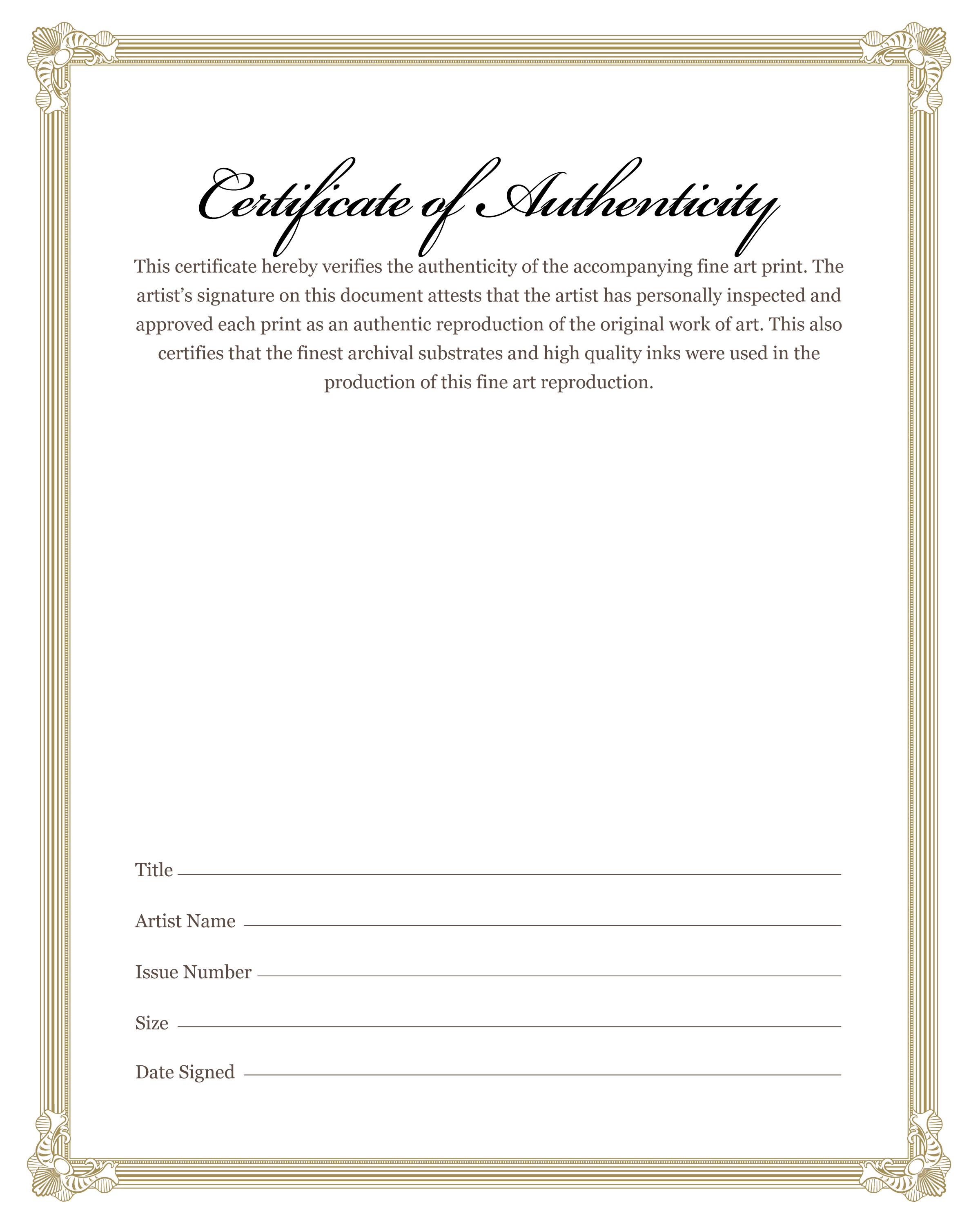 Certificate of Authenticity